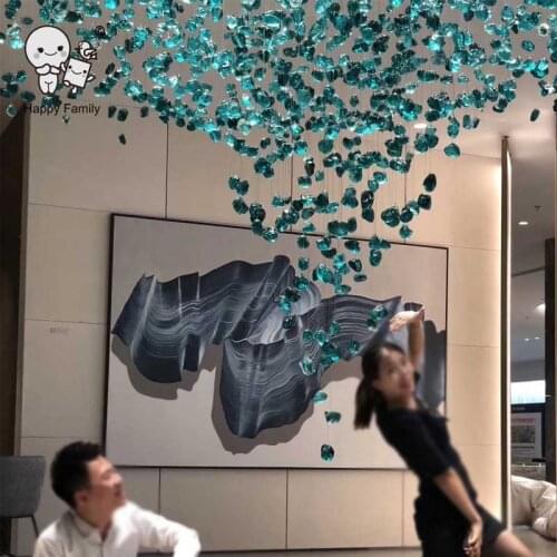 Customized Big Crystal Stone Chandelier Light Fixture Art Deco Large Hanging Ceiling Lamp Design Hotel Restaurant Villa Project