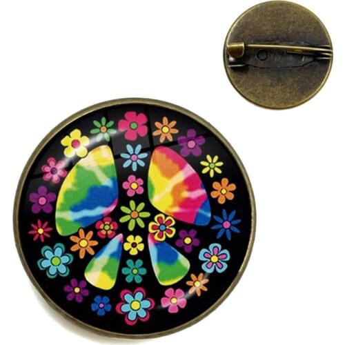 Peace Sign Brooch Love Bus Surf Van Beach Summer Hippie Peace Car Retro Vintage Flower Power Hippi Collar Pins Jewelry Seventies