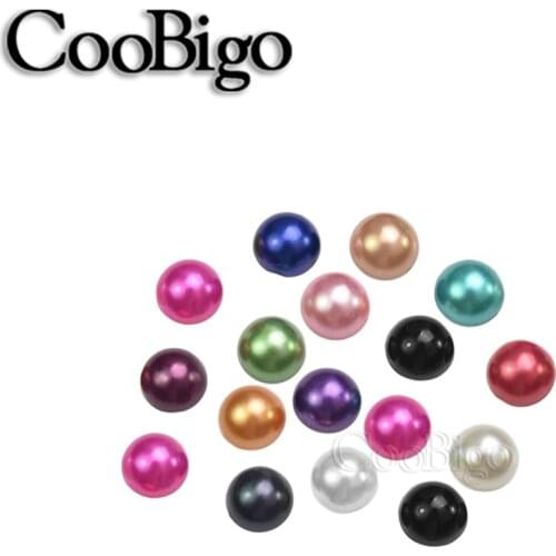 50pcs 10mm Color Imitation Pearls Bead Craft Half Round Flatback Beads Nail Jewelry Making DIY Decor Clothing Accessories