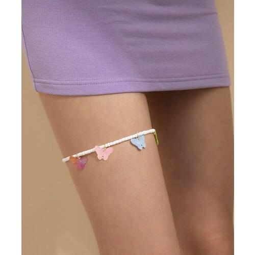 New Color Butterfly Beaded Thigh Chain Beach Style Trend Single-layer Body Chain Korea Butterfly Jewelry Wholesale Wedding Gift
