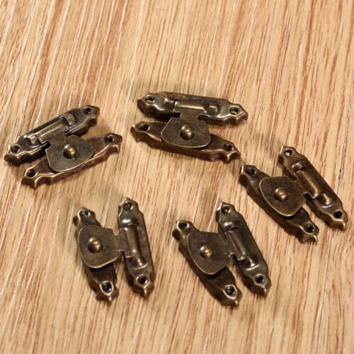 10Pcs 26mm Antique Box Hasps Drawer Latches Decorative Brass Suitcases Hasp Latch Hook w/Screws Furniture Hardware Bronze/Gold