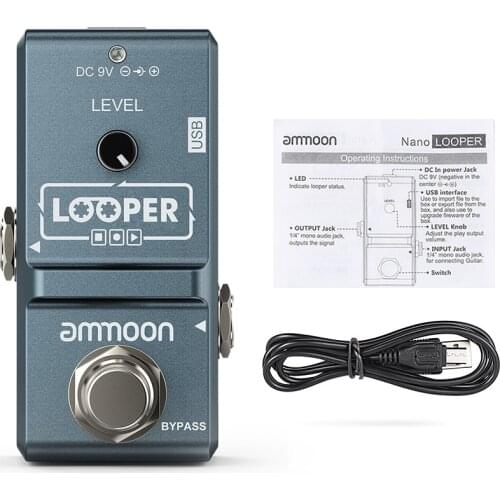 Ammoon AP-09 Looper Guitar Pedal Nano Ring Electric Guitar Effect Pedal Aluminum Alloy Durable with USB Cable Guitar Accessories