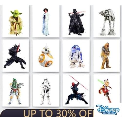 Disney Star Wars Watercolor Paintings on Canvas Movie Poster Wall Street Art Picture for Living Kids Room Home Decor Cuadros