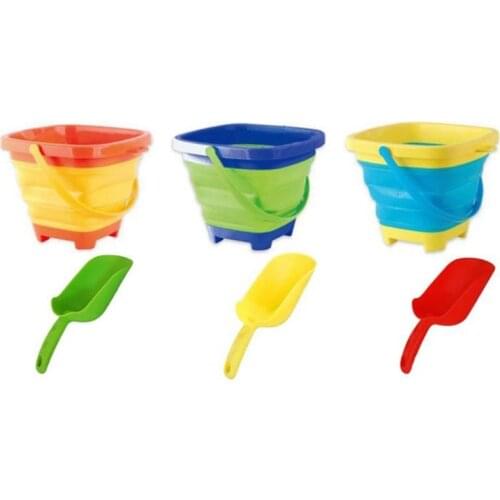 Beach Bucket and Sand Shovel Set,Kids Beach Toy,2L Foldable Portable Beach Bucket,for Children to Play on the Beach