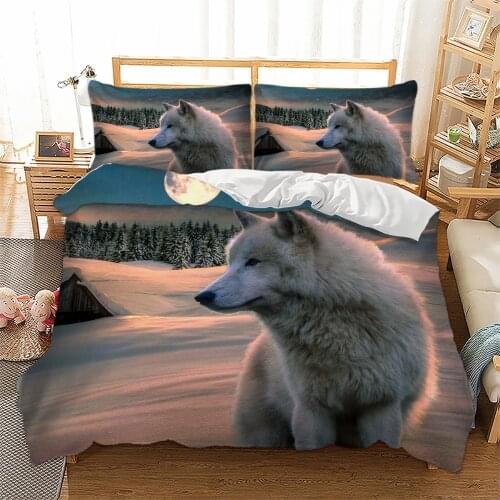 3D wolf Bedding set Animal Duvet cover pillowcase single queen Double king size bedlinen 3pcs