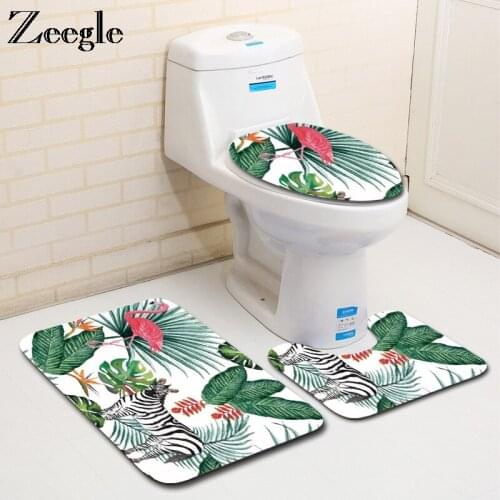 Printing Bathroom Carpet Rug Home Decor Bathroom Carpet Rug Memory Foam Toilet Mat U-Shaped Rug Set Washable Bath Mat Foot Mat