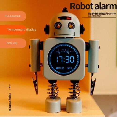 Creative Student Alarm Clock Fun Metal Children Cartoon Clock Robot Bedroom Small Alarm Clock Led Clock Snooze Function
