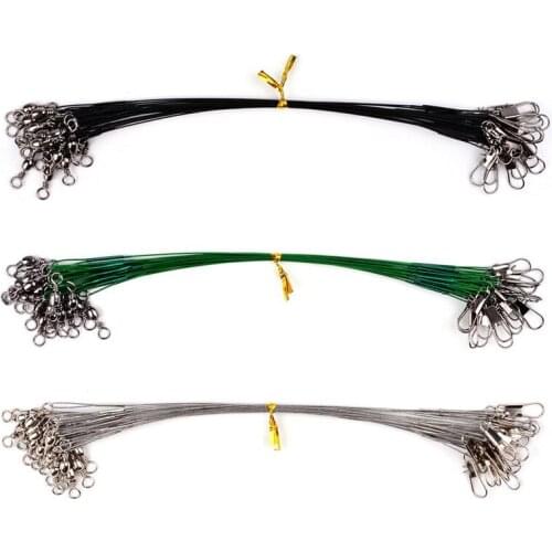 20PCS nti Bite Steel Fishing Line Steel Wire Leader With Swivel Fishing Accessory Lead Core Leash Fishing Wire