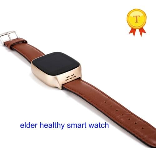 Hot Selling Leather Strap touch screen luxury Gps Elderly Smart Watch old people heathy gps locate watches support heart rate