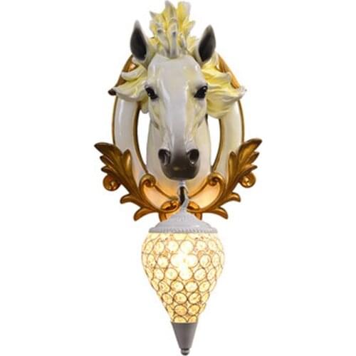 Fashion European Wall Lamp Personality Horse Head Creative Wall Lights Stairs Aisle Clothing Store Light Bedroom Bathroom Lights