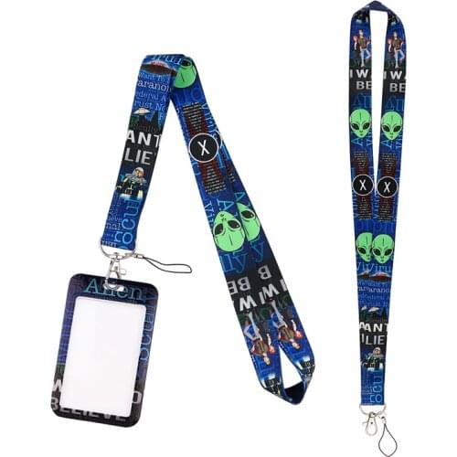 AD965 Patchfan Cartoon Alien Necklack Lanyard Key Gym Strap Multifunction Mobile Phone With Movie Card Holder Cover
