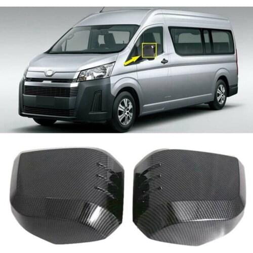 Car Rearview Mirror Cover Side Wing Mirror Cover Rearview Mirror Protect Frame Cover Trims for Toyota Hiace 2019