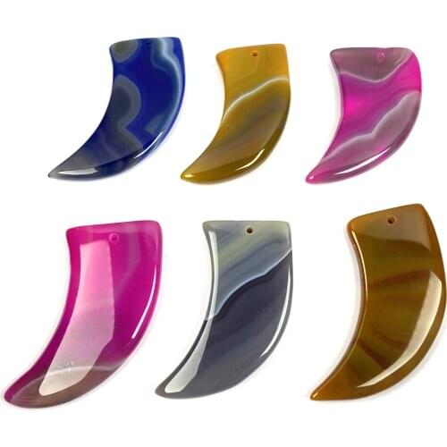 Natural Semi Precious Stone Pendant Knife Shaped Agates Making Necklaces Bracelets And Earrings For DIY