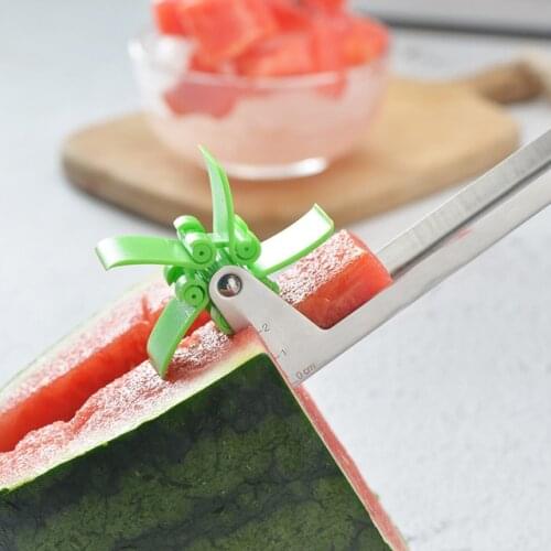 Watermelon Slicer Cutter Tongs Fruit Melon Stainless Steel Kitchen Tools Watermelon Cut Refreshing Watermelon Cubes