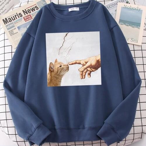 Cartoon Cat Printing Clothing Men Fashion Oversized Jacket Anime Casual Swetshirt Loose Personality Hoodies Hip Hop Pullovers