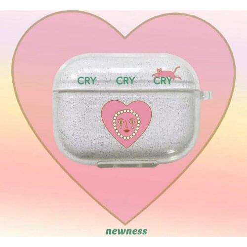 For AirPods Case Cute Emoticon Love Transparent Glitter Earphone Case For AirPods 2 3 AirPods Pro Headphone Cover Headset Cases