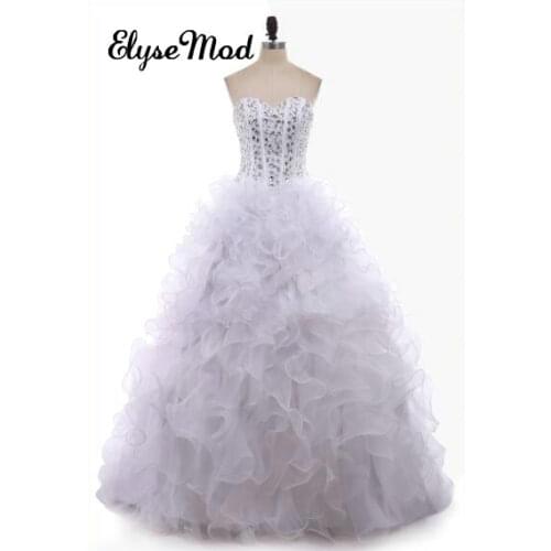 Real Photo 100% Sweetheart Beads and Crystals Quinceanera Dresses Organza Ruffles Ballgown Prom Dresses