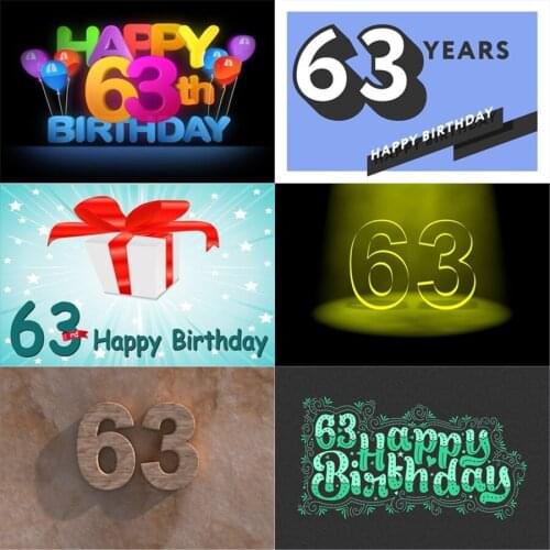 Photo Studio Props Vinyl Photography Backdrop Sixty-Three Year Old Birthday Balloon Cake 63St Birthday Party Decoration