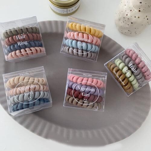4Pcs Frosted Telephone Line Wire Hair Ring Rope Seamless Head Rope Ponytail Hair Ring Elastic Rubber Band Hair Accessories
