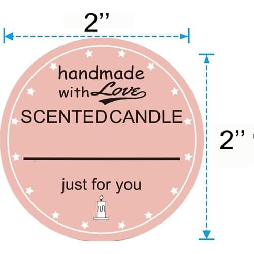Pink Candle Warning Label 2 Inch Homemade Scented Soy Wax Stickers Waterproof Jar Container Tags 500 Pcs