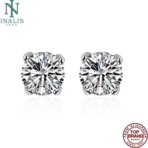 INALIS Round White Stud Earrings For Womens Cubic Zirconia Earrings Anniversary Exquisite Romantic Jewelry Gifts Hot Sale