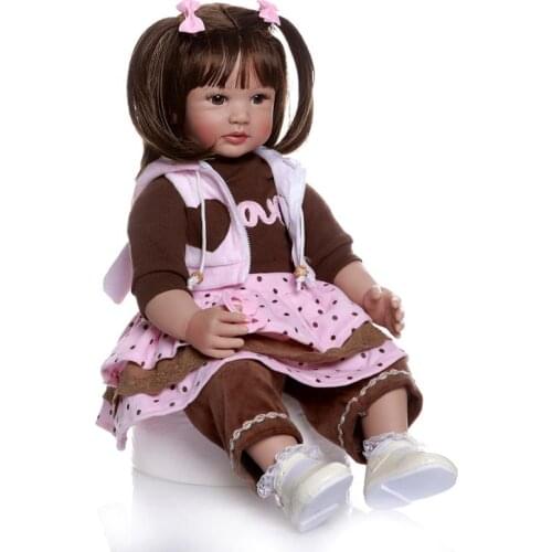 NPK Brand Reborn toddler long hair princess doll play house toy gift creative gift silicone vinyl reborn baby doll 60CM
