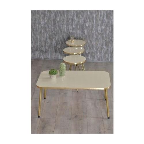 Modern Zigon coffee table And Medium Tripod Kr Gold Metal Toe Gold Cream Set coffee tables table basse furniture living room table