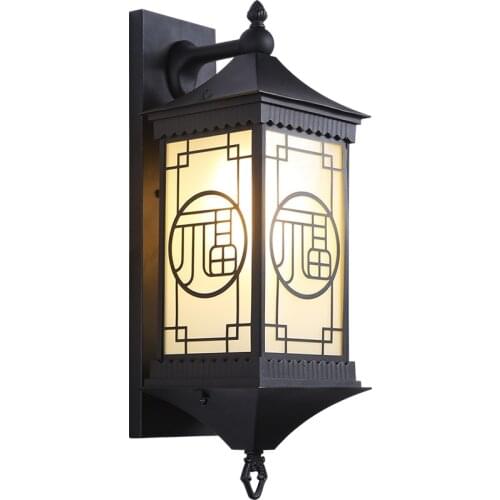 Retro Outdoor LED Wall Light IP54 Waterproof Porch Lights New Chinese style Wall Sconce lamp Garden Balcony Aisle Glass Lighting