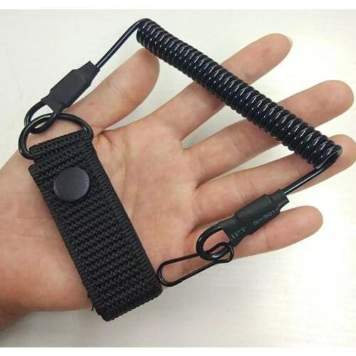 Tactical Anti-lost Elastic Lanyard Rope Military Spring Safety Strap Gun Rope For Key Ring Chain Flashlight Hunting Accessories