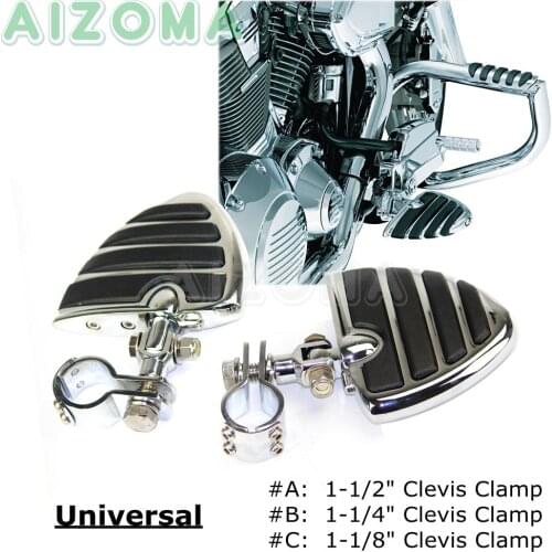 Universal Motorcycle Driver Rider Footpegs Wing Footrests w/ Mount Clamp For Harley Sportster Suzuki M109R M90 Honda Shadow 750