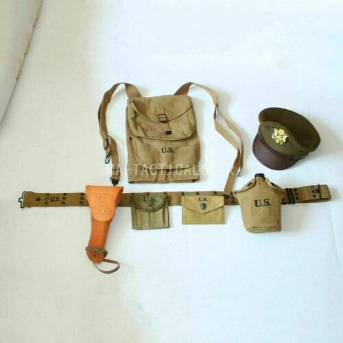 WWII WW2 US Army Officer Gear 1928 Haversack 1911 Holster Hatknapsack COMBINATION EQUIPMENT COLLECTION MILITARY
