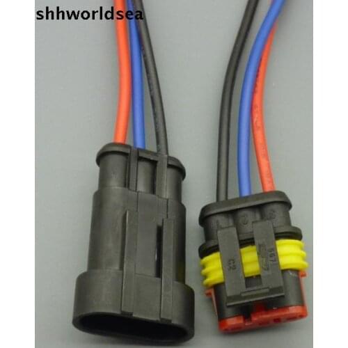 Worldgolden 5/30/100sets 3pin 3way 1.5mm New Waterproof 3Pin Electrical Wire Connector Plug AWG Car Motorcycle Marine