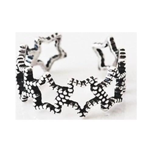 Sole Memory Retro Stars Fresh Cute Hollow 925 Sterling Silver Female Resizable Opening Rings SRI369