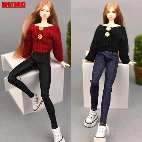 Winter Fashion Warm Long Sleeve Loose Knitted Tops Sweater for Barbie Doll Outfits Clothing for 1/6 BJD Doll Accessories Kid Toy