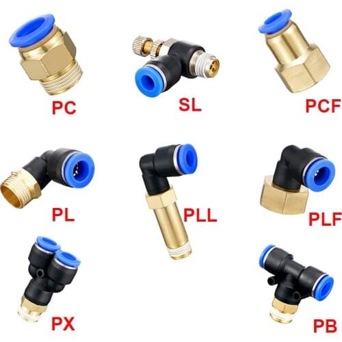 1pcs Pneumatic Quick Connector PC PCF PL SL PB 4MM-12mm Hose Tube Air Fitting 1/4" 1/8" 3/8" 1/2"BSPT Male Thread Pipe Coupler