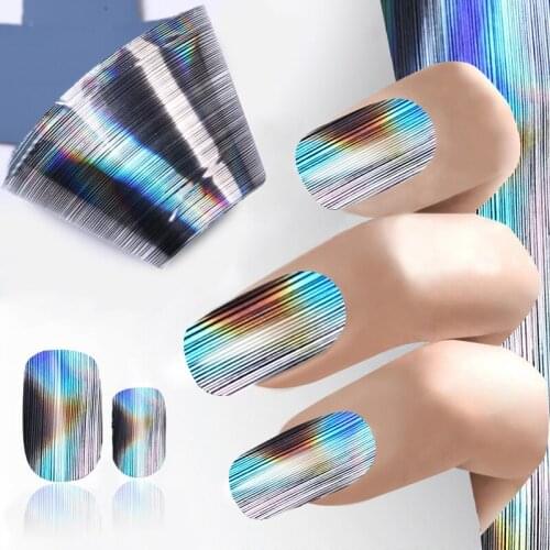 Mix size 100*4cm Stripe line Design Nail Foil Full Wrap Nail Art Glue Transfer Sticker 1 pc