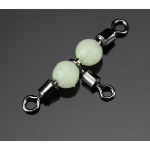 10pcs Swivel Solid Ring Luminous Beads Rolling Bearing Connector Fishing Accessories Snap PJ0012