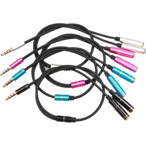 100pcs 3.5mm 1 in 2 Couples Audio aux cable Line Earbud Headset Headphone Earphone Splitter for iPhone Android Mobile