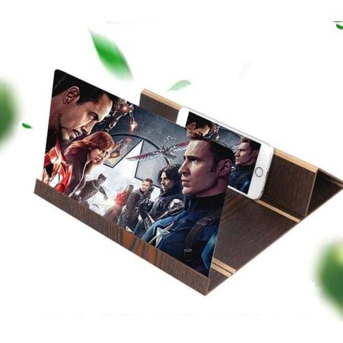 Stereo Zoom 12 Inch 3D Desktop Wooden Stand Mobile Phone Video Screen Magnifier Amplifier Lazy Stand