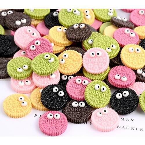 18pcs Simulation Biscuits Flat back Resin Cabochon Kawaii Fake Food Fit Phone Deco Parts DIY Scrapbooking Accessories Craft