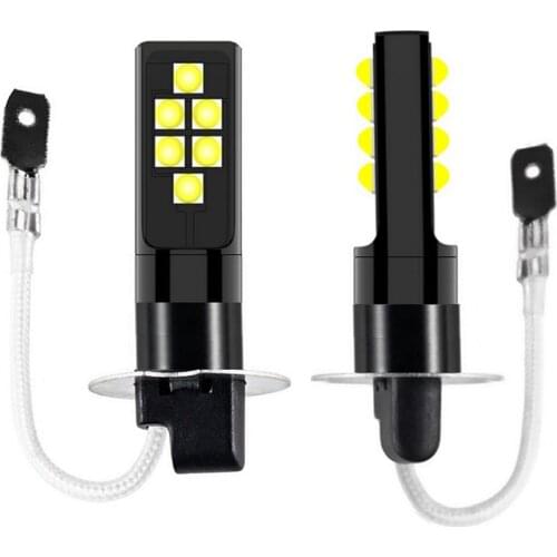 2PCS H3 High Quality 1200LM 3535 LED Car Front Foglamps Anti Fog Bulbs Auto Anti Fog Lamp Driving Light 6000K White 3000K Yellow