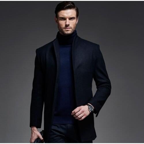2016 Brand Mens Wool coat Winter Stand Collar Casual Thicken Coats Single Breasted Men Woolen Coat Casaco Masculino