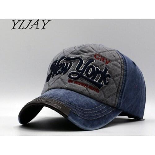 2018 new style hot caps NEW YORK city washed plaid vintage baseball cap NEW YORK city lady adjustable embroidery dad hat