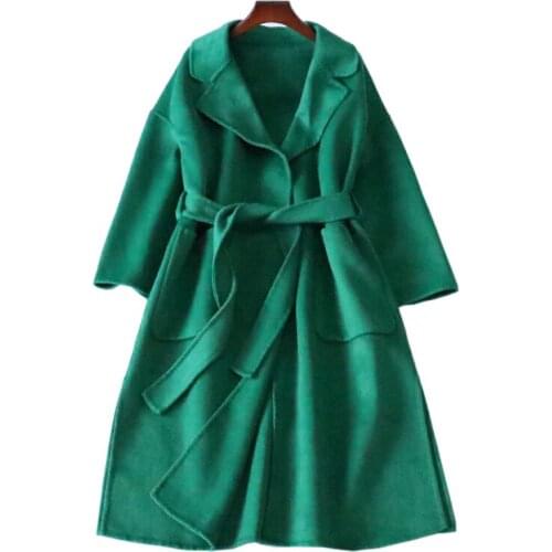 2020 Long Solid Double cashmere Winter Coat Women Wool jacket Loose abrigo mujer autumn New Wool coat Outerwear casaco feminino
