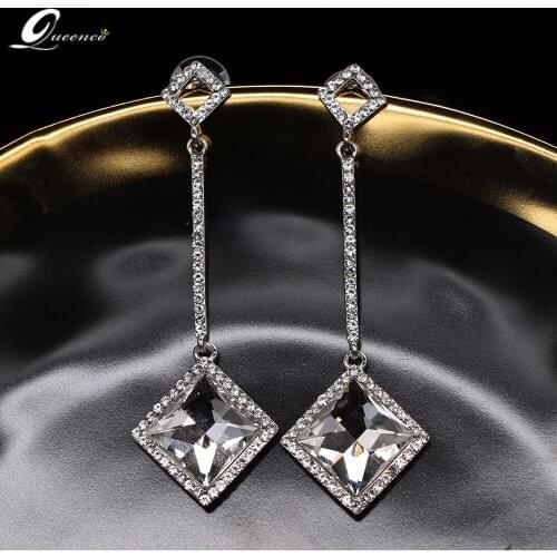 2020 Fashion Long Earrings Square Argolas Brinco Crystal Aretes Largos Funny Kpop Aesthetic Bridal Earrings Accessorie Bizuteria