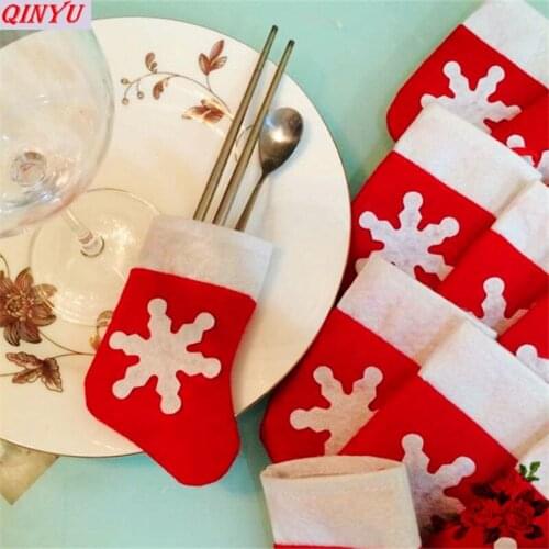 3pcs New Year Christmas Knife Fork Tableware Bags Santa Silverware Holder Pockets Party Dinner Table Decorations 8ZHH088