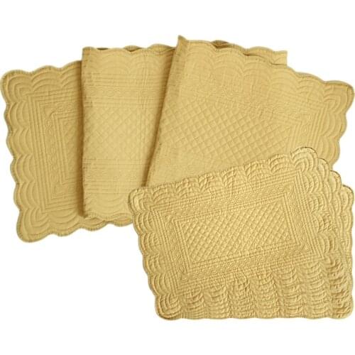 Free Shipping Set of 1 pc Polyester/Cotton Quilted Table Runner with 4 pcs Matching Table Placemat GIFT SET