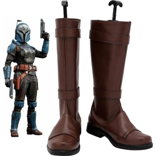 The Mandalorian Bo-Katan Kryze Cosplay Boots Brown Leather Shoes Custom Made Any Size