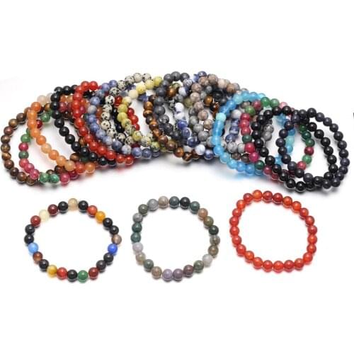 8mm Natural Stone Beaded Bracelet For Men Women Jewelry Crystal Agates Healing Yoga Beads Gifts Stretch Bangles Jewelry