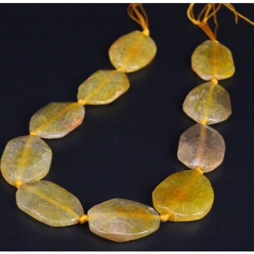 Approx10PCS/strand Light Yellow Natural Agates Faceted Slice Slab Pendant Beads,Raw Stone Cut Nugget Loose Beads Jewelry Making